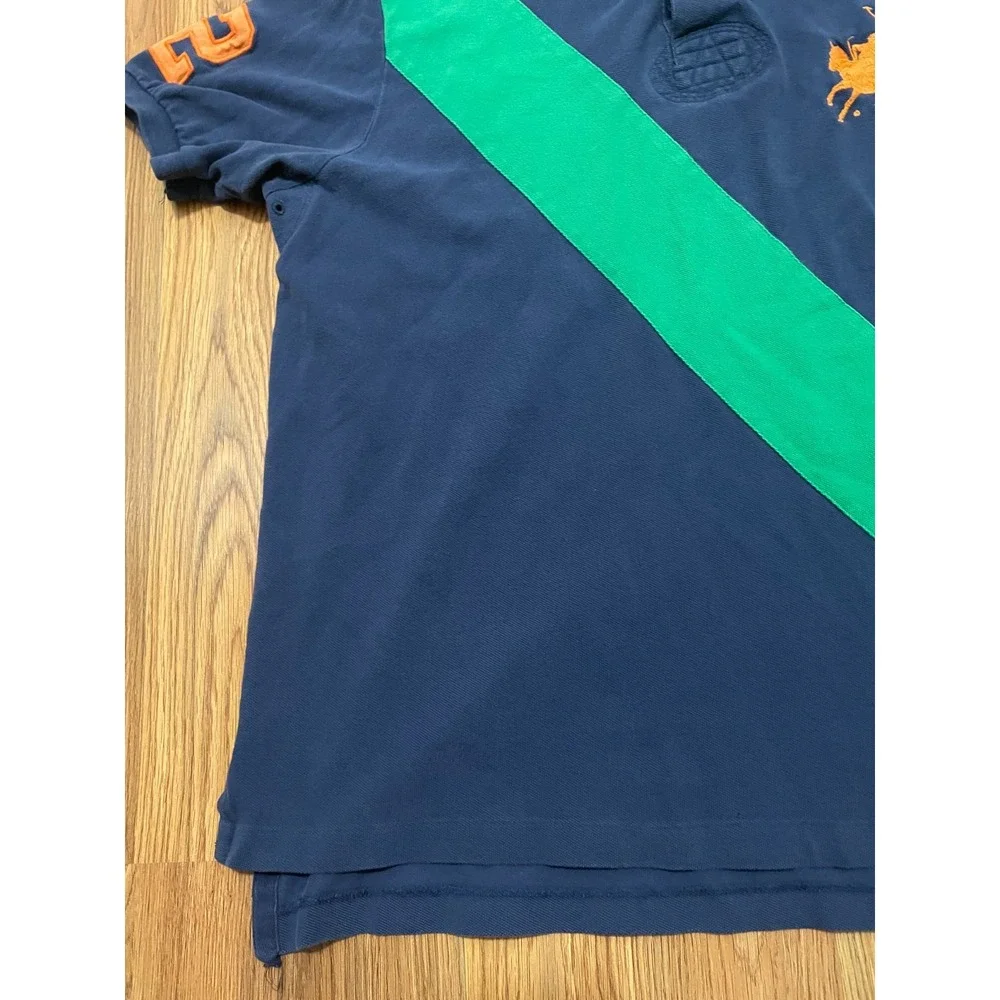 Polo Ralph Lauren Polo Shirt Mens Extra Large Diagonal Sash Multi Pony Navy
